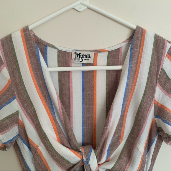 Show Me Your Mumu Val Striped Wide Leg Tie Front Jumpsuit Size Small - Picture 6 of 12